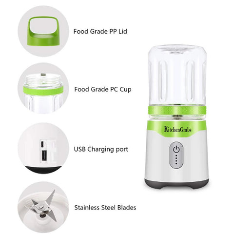 Image of Rechargeable, Personal and Portable Blender With 2 Juice Cups