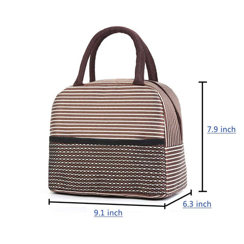 Image of Insulated Lunch Bag With Side Slit (Stripped Colors) - New and Improved Design