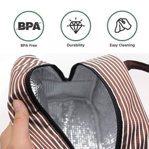 Image of Insulated Lunch Bag With Side Slit (Stripped Colors) - New and Improved Design
