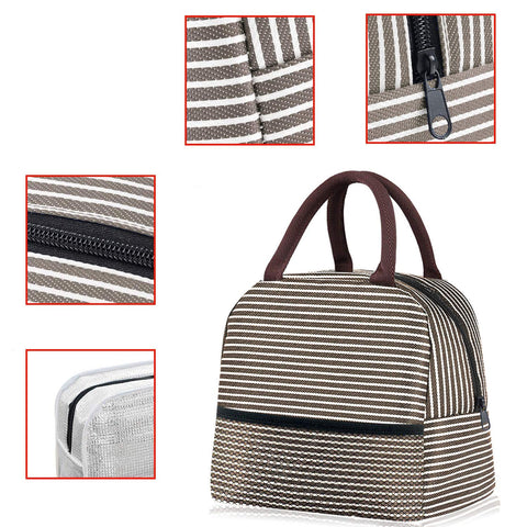 Image of Insulated Lunch Bag With Side Slit (Stripped Colors) - New and Improved Design