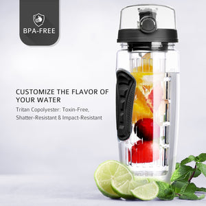 32oz Fruit Infuser Water Bottle With a Leak-proof top