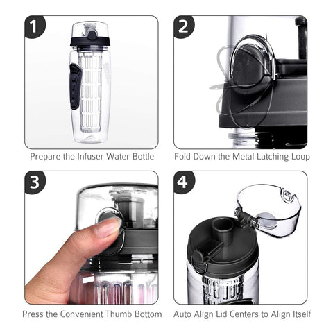 Image of 32oz Fruit Infuser Water Bottle With a Leak-proof top