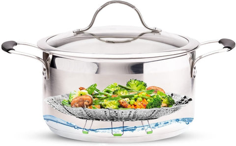Image of Collapsible Stainless Steel Vegetable & Food Steamer Insert (Large 7"-11" and Medium 5.5"-9")) - Improved Design
