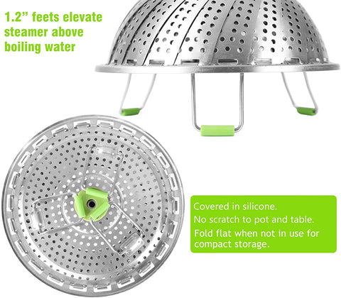 Image of Collapsible Stainless Steel Vegetable & Food Steamer Insert (Large 7"-11" and Medium 5.5"-9")) - Improved Design