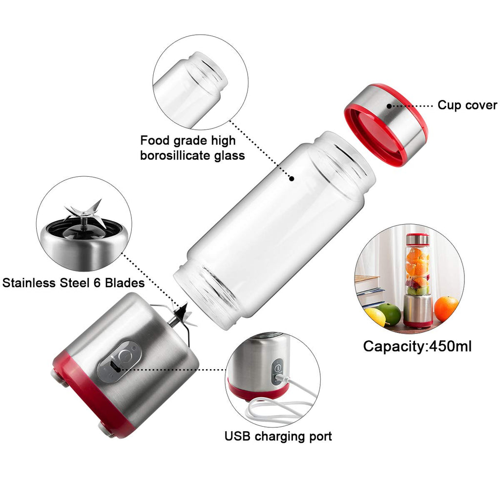 Rechargeable, Personal and Portable Glass Blender – kitchengrabs