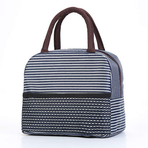 Insulated Lunch Bag With Side Slit (Stripped Colors) - New and Improved Design
