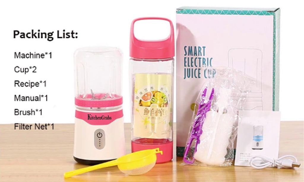 Rechargeable, Personal and Portable Blender With 2 Juice Cups