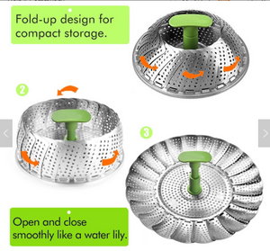 Collapsible Stainless Steel Vegetable & Food Steamer Insert (Large 7