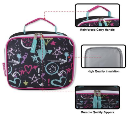 Insulated Kid's Lunch Bag With Secure Zipper - Girls