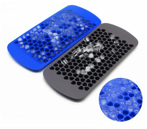Mini Ice Cube Trays with 160 Small Silicon Cube Molds - 1 Pair (Blue and Black)