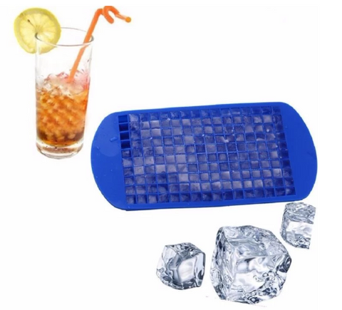 Image of Mini Ice Cube Trays with 160 Small Silicon Cube Molds - 1 Pair (Blue and Black)