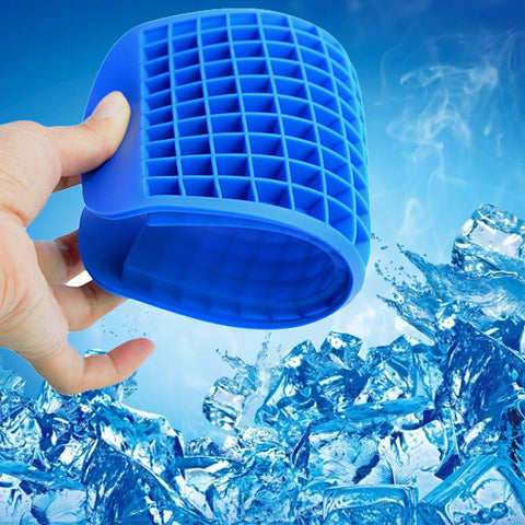 Image of Mini Ice Cube Trays with 160 Small Silicon Cube Molds - 1 Pair (Blue and Black)