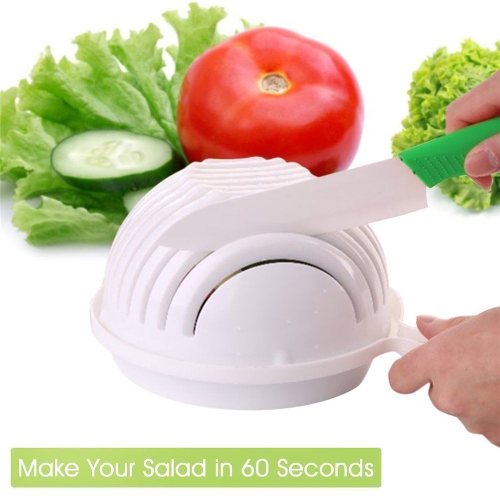 Salad Cutter Bowl 60 Second Salad Maker Food Grade ABS Vegetable Cutter  Salad Chopper/ Salad Slicer (white)