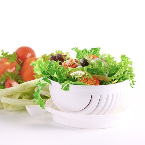 Salad Cutter Bowl, Salad Bowl Family Wooden Base Upgraded Vegetable Cu