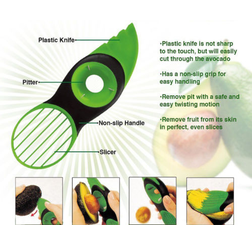 Joie 3 In 1 Avocado Slicer Green Kitchen Gadget Pitter Pit Removal Slice